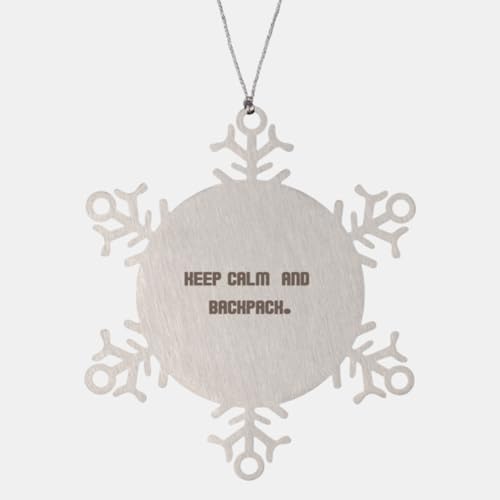 Backpacking Gifts for Friends, Keep Calm and, Perfect Backpacking Snowflake Ornament, Christmas Ornament from Friends, Backpacking Gear, Backpacking Equipment, Backpacking Checklist, Ultralight