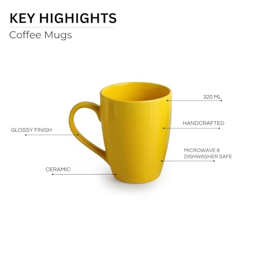 Image of ExclusiveLane 'Rainbow' Ceramic Tea & Coffee Mugs (Set of 6, 320 ML, Microwave Safe)|Handcrafted Tea Mugs Ceramic Mugs for Coffee Coffee Cup Drinkware Ceramic Coffee Mugs Set