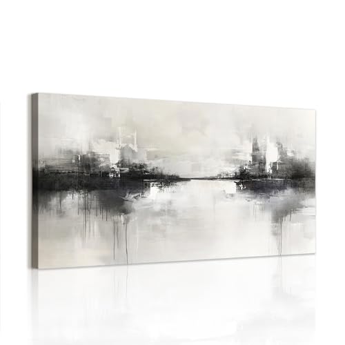 WENGTIAO Abstracta Lienzo Cuadros Grande Enmarcado, Abstracto Negro y Gris Pintura Sobre Lienzos Cuadros Decoracion Salon Modernos Dormitorios Decorativos Pared 100x50 cm