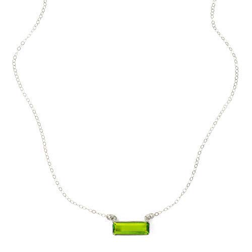 Adira Series Horizontal Gemstone Bar Necklace, Personalized With Name Or Birthdate, Custom Birthstone Necklace (Peridot) #TOP2