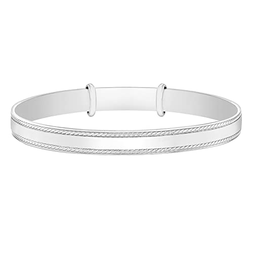 925 Sterling Silver Adjustable Bangle Bracelet For Toddler and Little Girls 5.5