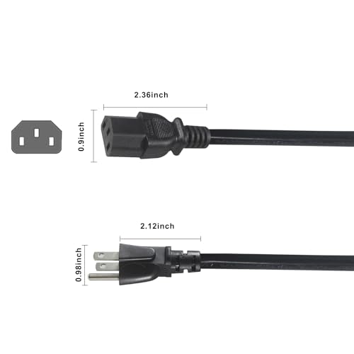 Image of Computer Y Splitter Power Cord, 6FT NEMA 5-15P to 2X IEC60320 C13 Female 2 Ways Outlet AC Power Cord, SJT 16AWG Universal Laptop 3 Prong Power Cable, C13 Y Spliiter for Monitor /TV /Printer(6FT)