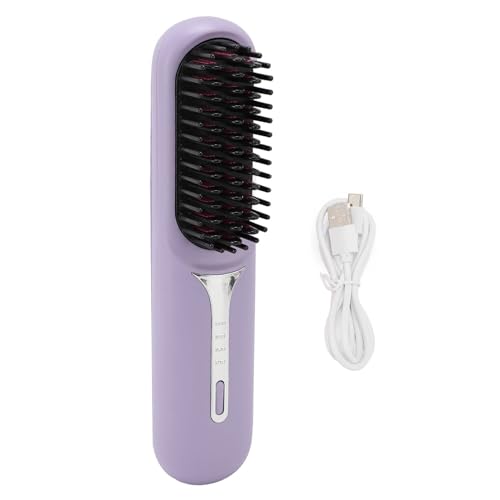 Plancha de pelo inalámbrica, peine, cepillo alisador portátil y recargable para todo tipo de cabello.