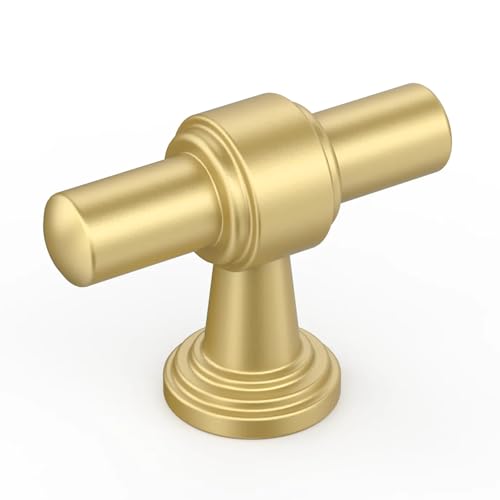 Image of 10 Pack 1 inch(25mm) Brushed Gold Cabinet Knobs for Cabinets and Drawers Kitchen Cabinet Hardware Dresser Knobs