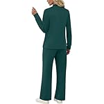 WIHOLL Two Piece Sets for Women Fall Travel Vacation Outfits Long Sleeve Lounge Sets Side Slit Wide Leg Pants S-3XL - Image 5