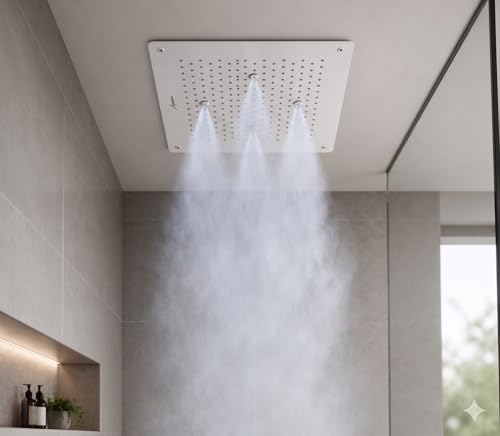 Image of Aquieen 2 inlet rain and mist shower SS304 Ceiling Shower (16 inch X 16 inch Rain + Mist)