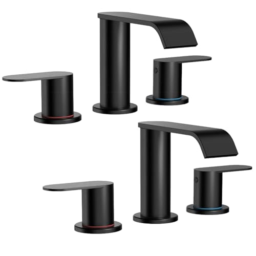 Homevacious 2 Pack Matte Black Waterfall Bathroom Faucet for Sink