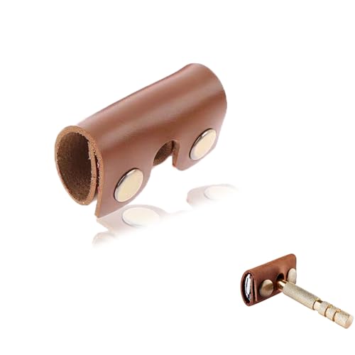 KGCGJVB Safety Razor Case for Travel Genuine Leather Head Cover and Protector for Double Edge Steel Shaving Razors Compact Holder Accessory for Safety and Convenience During Trips