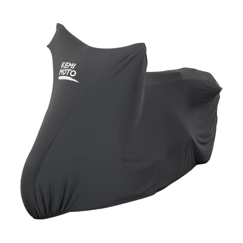 KEMIMOTO Housse de Protection pour Moto Intérieure, Housse Anti-Poussière Élastique avec Crochet de Sécurité, Bache Moto Respirante pour Motos, Scooters,...