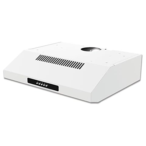 Statesman VH60WH Wide Visor Cooker Hood, Kitchen Extractor Fan, 3 Speed Settings with Push Button Control and High Extraction Rate, White, 60 cm Cover