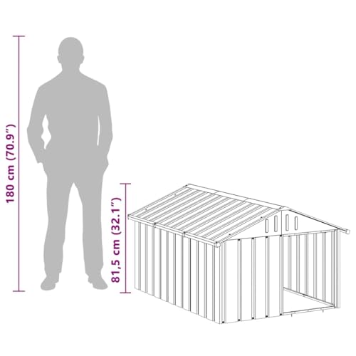 vidaXL Hundehütte Anthrazit 116,5x153x81,5cm Verzinkter Stahl Hundehaus Hütte