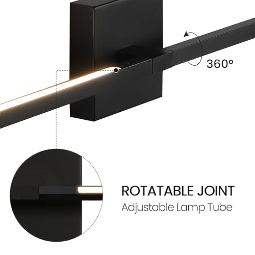 CCYCOL Black Bathroom Vanity Light 30 Inch 360° Rotatable 18W Dimmable 5CCT LED Black Bathroom Light Fixture Over Mirror Modern Vanity Lights for Bathroom Mirror Bedroom Wall Sconce Lighting