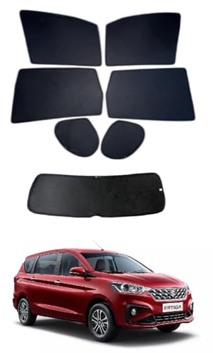Image of Premium Car Sunshade Fix Type Non-Magnetic Curtain with Rear Dicky Curtain Set of 7pc for Ertiga 2018