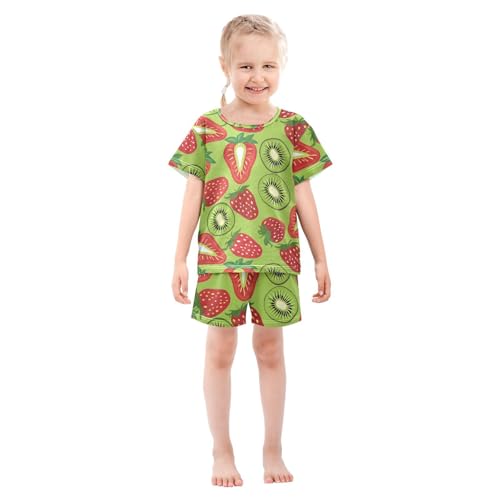 ALAZA Kiwis Strawberry Green Pajamas Short Sleeve 2 Piece Sleepwear Top and Bottom Pajama Set Unisex3