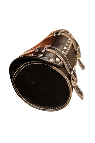 american blue Borsa da moto vintage, in vera pelle di capra, con fibbia a 2 cinghie e chiusura rapida, borsa porta attrezzi marrone, rinforzata, per manubrio, forcelle, bicicletta (motivo 20)