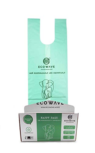 Eco Wave bolsas de pañales 100% biodegradables y compostables, 200 bolsas sin fragancia