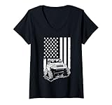 Photo Gallery donna off road veicolo bandiera americana off roader abbigliamento maglietta con collo a v Photo Gallery donna off road veicolo bandiera americana off roader abbigliamento maglietta con collo a v