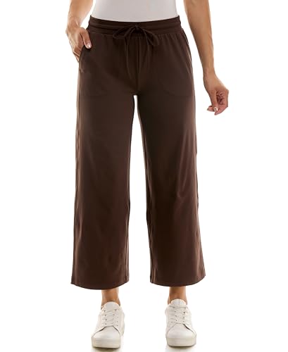 Zac & Rachel Women's Brushed Dty Wide Leg Crop with Functional Pockets and Tie Waistband