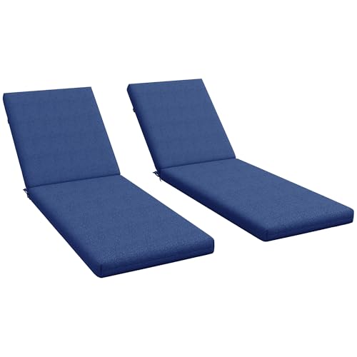 Outsunny Lot de 2 Matelas pour Chaise Longue transat Bain de Soleil avec Sangles d'attache pour Jardin dim. 190,5L x 58,4l x 7H cm Bleu