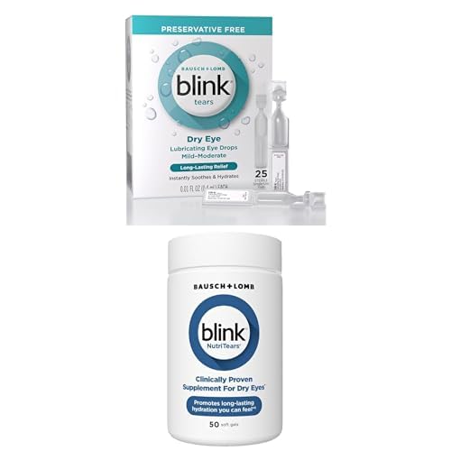 BLINK Preservative-Free Sterile Lubricating Eye Drops for Mild to Moderate Dry Eye Symptom Relief 25 Count 0 01