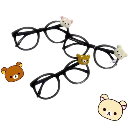 [ZWHALYG] リラックマ メガネ 眼鏡 めがね おもちゃ ヒグマ テディベア メンズ レディース 男女兼用 萌えメガネ アクセサリー サングラス ファッション 写真撮影用 (茶) [並行輸入品]