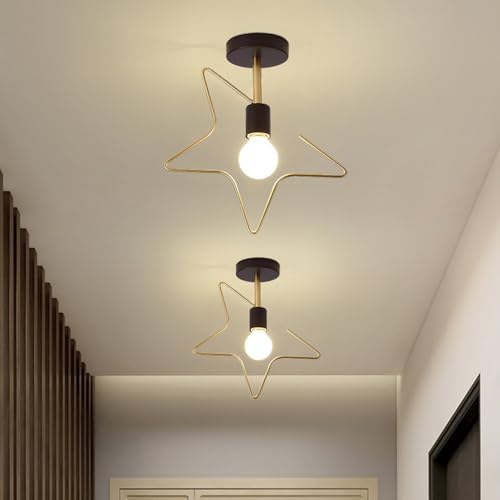 Plafonnier en forme d'étoile à 5 branches E27 luminaire design noir - 4