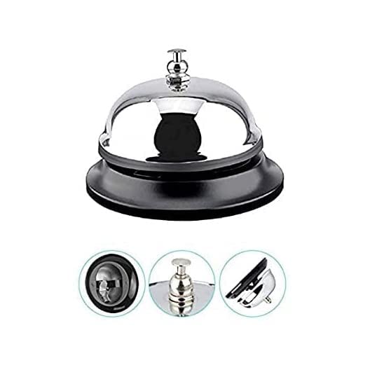SAK Call Bells, Chrome Finish, All-Metal Construction, Desk Bell Service Bell for Hotels, Schools, Restaurants, Reception Areas, Hospitals, Warehouses(Silver)