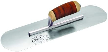 Kraft Tool CFE438L 16"x4" Elite Series Five Star Carbon Steel Pool Trowel w/Leather Handle - 7-7/8" Shank