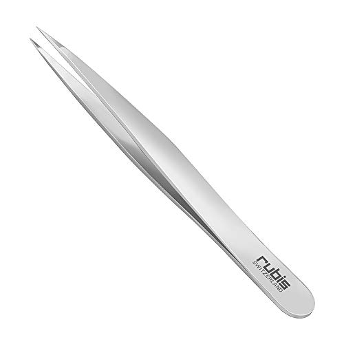 Rubis Switzerland Stainless Steel Tweezer Classic Pointed | Hair Tweezers Anti-Rust, Acid-Resistant, Surgical Steel | Pointed Tipped Tweezers Made In Switzerland