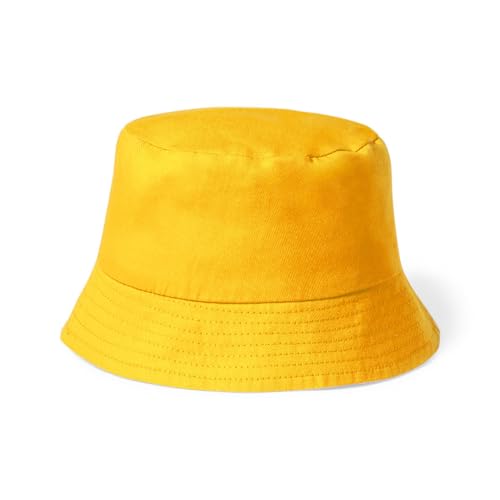 BLUECHOLON Gorro Pescador Infantil 100% algodón. Gorro Pescador Niño Niña. Sombrero Pescador Tipo Bob. Gorro Bucket. Talla única 54 (Algodón, Amarillo)