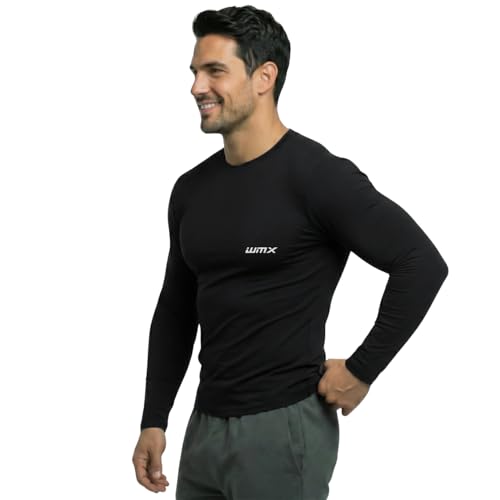 Image of WMX Full Sleeve Plain Athletic Fit Multi Sports Compression T-Shirt, Top Inner Wear