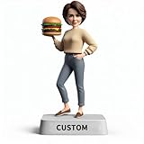 Handcrafted Mother’s Day Desk Ornament Personalized Lady Bobblehead Holding a Burger Symbolizing Joy Relaxation and a Carefree Lifestyle