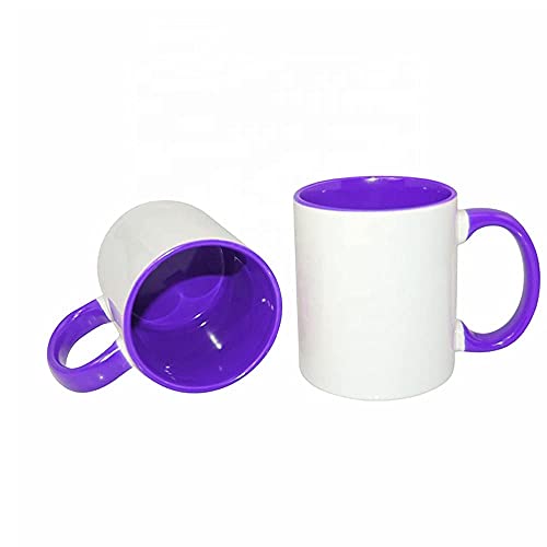 Mr.r 11Oz Sublimation Blank Coffee Mugs,Cup Blank White Mug Cup With Purple Color Mug Inner And Handle,Set Of 6 #TOP2