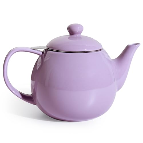 Sweese Teapots for Tea, 27 oz Porcelain Tea pot with Removable Stainless Steel Infuser, Tea Pots for Loose Tea - Purple