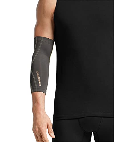 Tommie Copper Performance Elbow Compression Sleeve UPF 50 Elbow Brace Wicking Muscle & Tendon Support Slate Grey 2XL