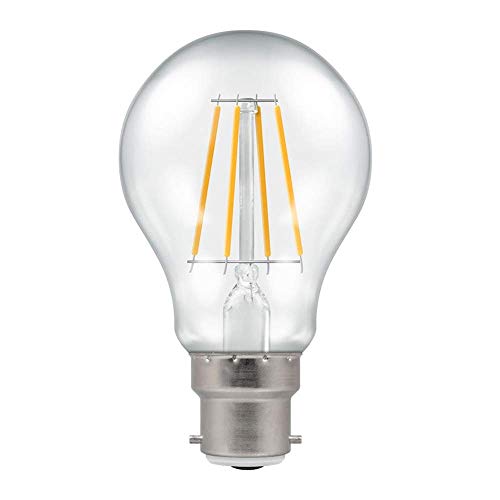 Crompton Bombilla LED de filamento regulable GLS transparente, 7,5 W, B22, 2700 K, luz blanca cálida, 60 W, equivalente a 806 lúmenes, ahorro de energía, bombillas LED de bayoneta