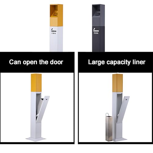 Outdoor Standing Ashtray - Metal Receptacle for Commercial Use, Smokers' Stand Up Ashtray for Patios, Gardens, Hotels, Pubs & Offices - Black Trash Can