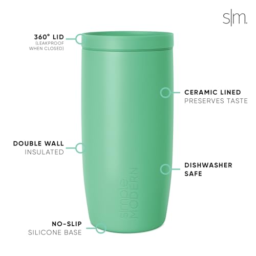 Image of Simple Modern Travel Coffee Mug Tumbler with 360 Lid | Ceramic-Lined Insulated Stainless Steel Cold Brew Iced Coffee Cup Thermos | Gifts for Women Men Her Him | Voyager Signature | 16oz | Mistletoe