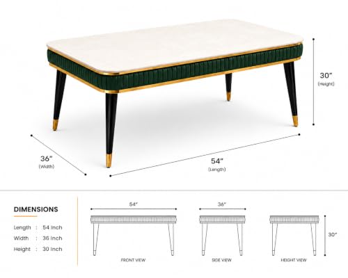 Image of WOODEN SPACE 4 Seater Wooden Dining Table Set | Urban Marble Top Dining Table with Chairs for Dining Room & Kitchen (Modern Zyro Dark Green) (54 x 36 x 30 inch)