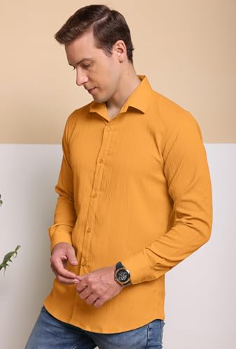 Image of FILO HEVIS Men's Casual Button Down Popcorn Shirts Stylish Long Sleeve Linen Textured Beach Summer Shirt