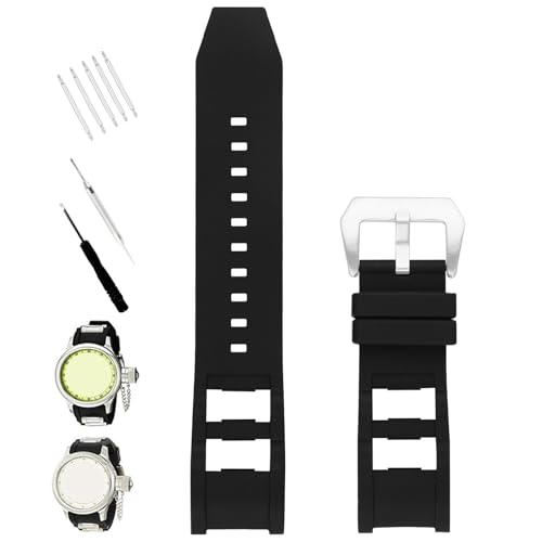 XIW Compatible for Invicta Russian Diver 1242 1433 1434 1435 1436 1437 1438 1595 1799 1800 1803 1805 1928 1936 26mm Rubber Watch Band Replacement for men Silicone Wirstband Strap women Bracelet (Black Band Silver Buckle)