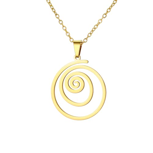 LIKGREAT Spiral-Halskette Wirbel-Spiralen-Anhänger Maori Koru Halskette Minimalistischer Geometrischer Spiralschmuck für Damen (Gold)
