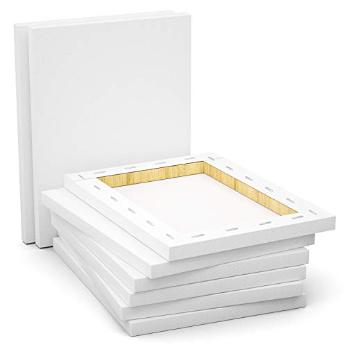 Image of GOTIDEAL Stretched Canvas, 9x12 Inch Set of 8, Primed White - 100% Cotton Artist Canvas Boards for Painting, Acrylic Pouring, Oil Paint Dry & Wet Art Media