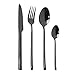 SHALOLY Bestecksets 16-teiliges Besteckset aus 304 Edelstahl, Küchengeschirr, Messer, Gabel, Löffel, Geschirr, Besteck, Zubehör für Party, Abendessen, Geschenk (Color : Purple Silver) (Schwarz)