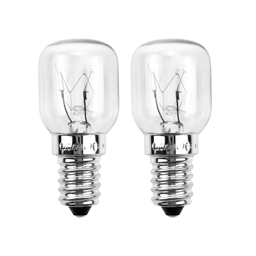 EVOGES Oven Light Bulb E14 SES Small Edison Screw 300C Heat-Resistant Incandescent Warm White Ideal for Ovens Cooker Hoods & Microwave Ovens Pack of 2 (25.0 Watts)