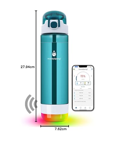 HANDYSPRING,Intelligente Wasserflasche mit Erinnerung, Wasser zu trinken – Lichter und Sound Hydrate Glow Flasche 750 ml, intelligente Trinkerinnerung, motivierende Wasserflasche (grün)