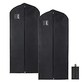 Magicfly Suit Cover Bags with Shoe Bag, 54 Inch Breathable Dust Cover Dress Bag for with Full Zipper & Clear Window, Garment Bags for Suit Carriers, Dresses, Travel, Pack of 2, (Black)