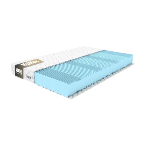 Colchón de 90 x 190 cm, firmeza H4, grosor de 15 cm, 7 zonas de confort, espuma de poliuretano ortopédica, funda hipoalergénica y antiácaros lavable, con certificación Oeko-Tex, para 90-130 kg