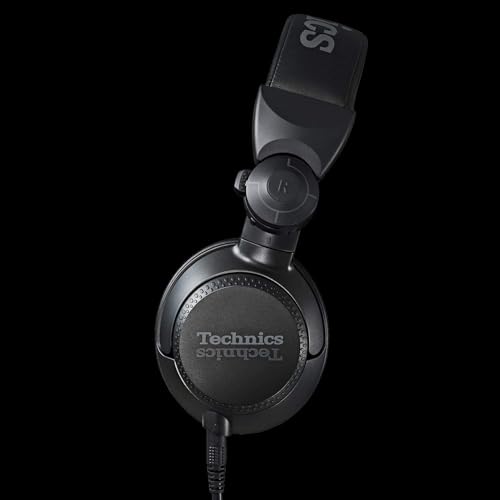 Image of Technics Professional DJ Headphones with 40mm CCAW Voice Coil Drivers, 270 Swivel Housing and Locking Detachable Cord; Lightweight, Foldable High Input - EAH-DJ1200-K (Black)