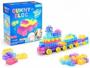 Gummy Bloc Building Blocks Set, 40 Pieces, Colourful Interlocking Toy Bricks for Kids
